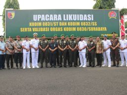 Koarmada II Hadiri Upacara Likuidasi dan Validasi Orgas Kodim di Surabaya