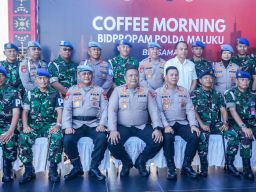 Pererat Sinergitas TNI-Polri di Maluku, Dansathantai dan Danpomal Kodaeral IX Hadiri Coffee Morning TNl-Polri