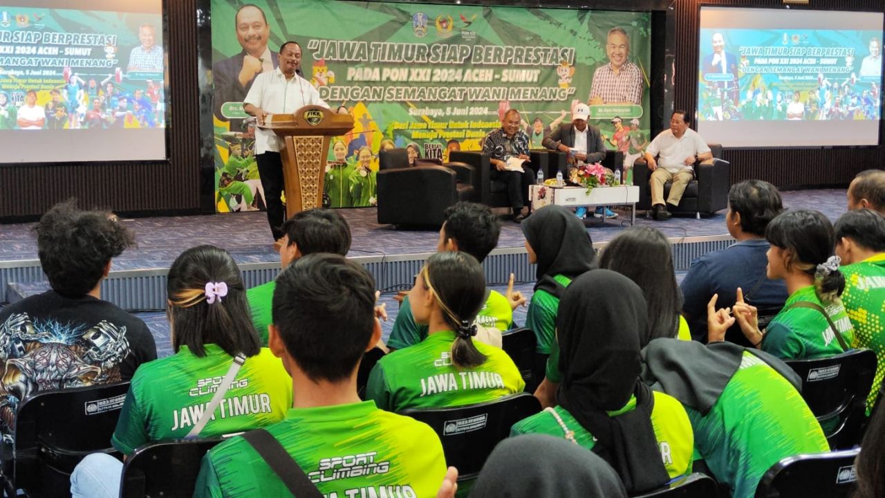 Koni Jatim Bersama Pakar Komunikasi Aqua Dwipayana Beri Motivasi Kepada Atlet Menuju PON XXI