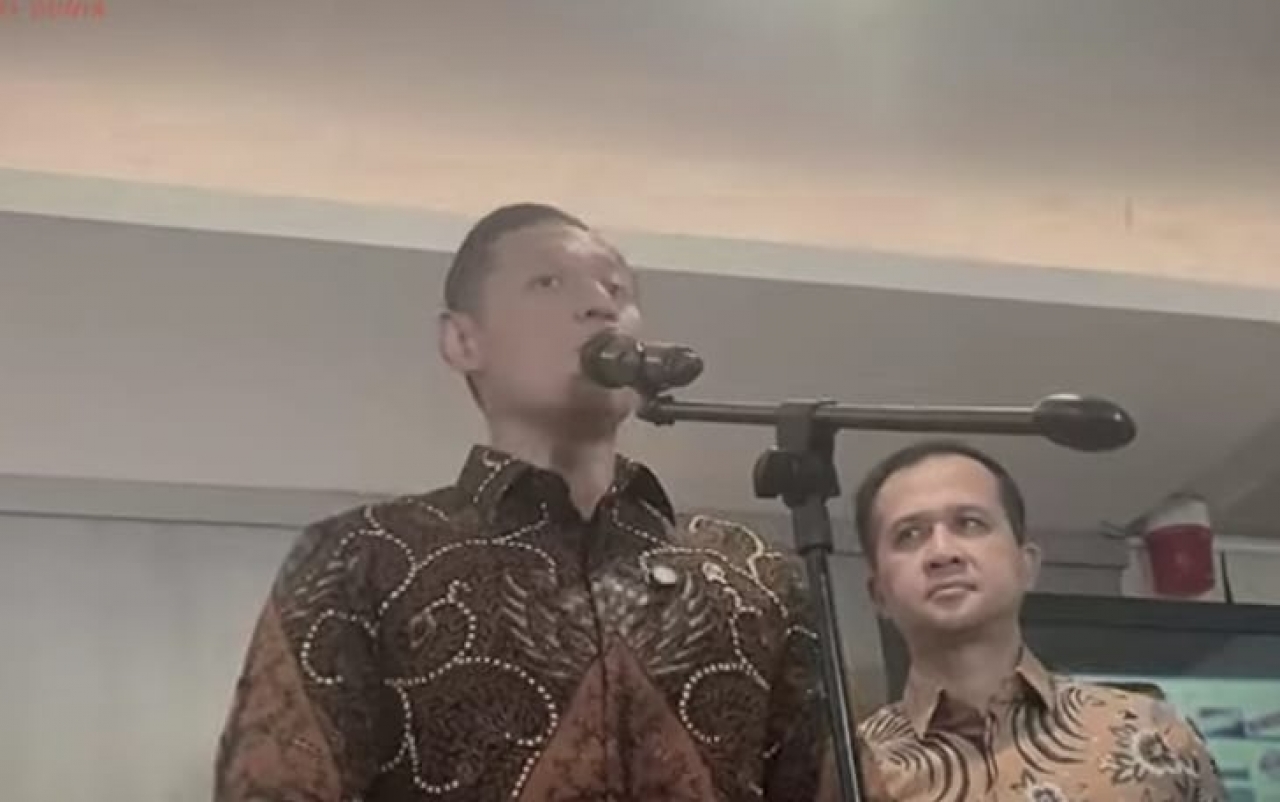 Menteri Koordinator Bidang Infrastruktur dan Pembangunan Kewilayahan (Menko Infra) Agus Harimurti Yudhoyono (AHY) dalam konferensi pers di Kemenko IPK, Jakarta Pusat, Rabu (8/1/2025).