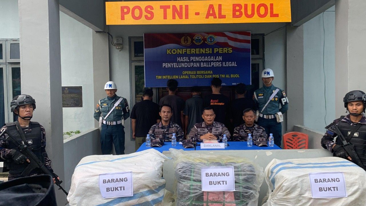 TNI AL Gagalkan Penyelundupan 280 Ballpers Ilegal di Kabupaten Buol