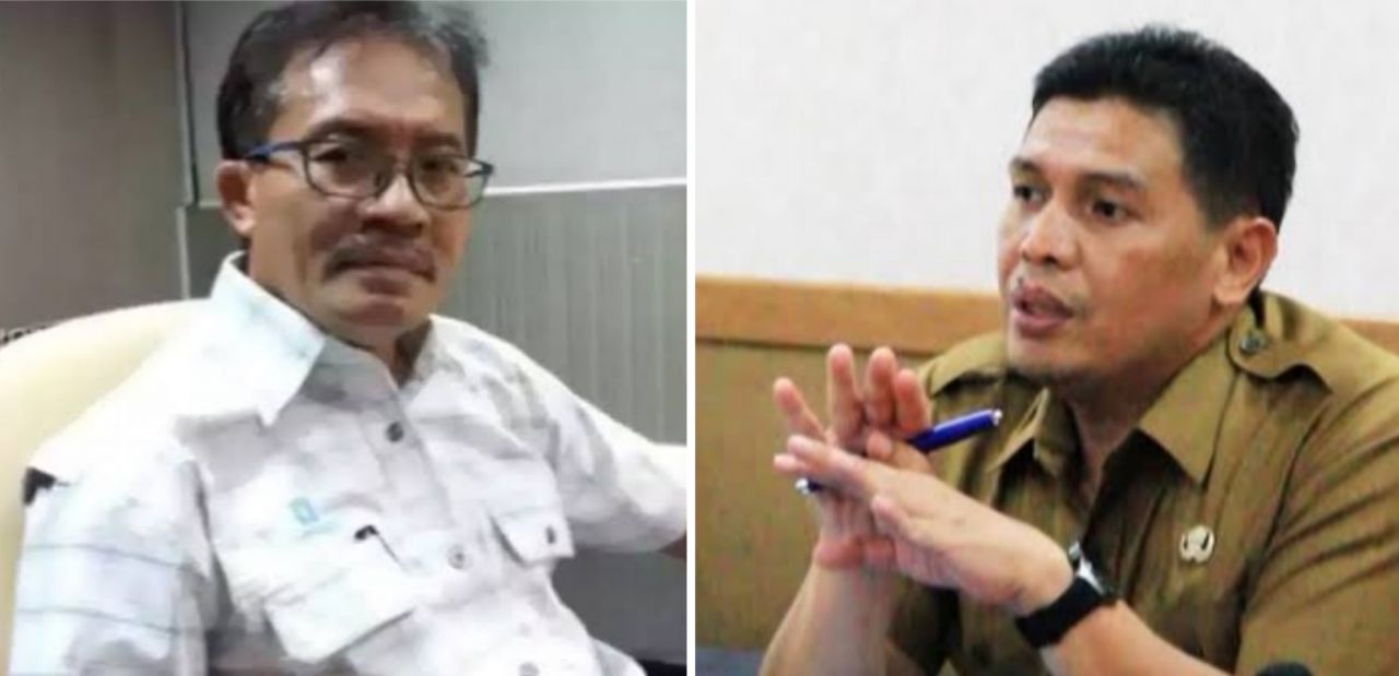 Ketua Bidang Pembinaan dan Prestasi KONI Jatim, Dudi Harjantoro (kiri), Kepala Dispora Jatim, Hadi Wawan, (kanan)