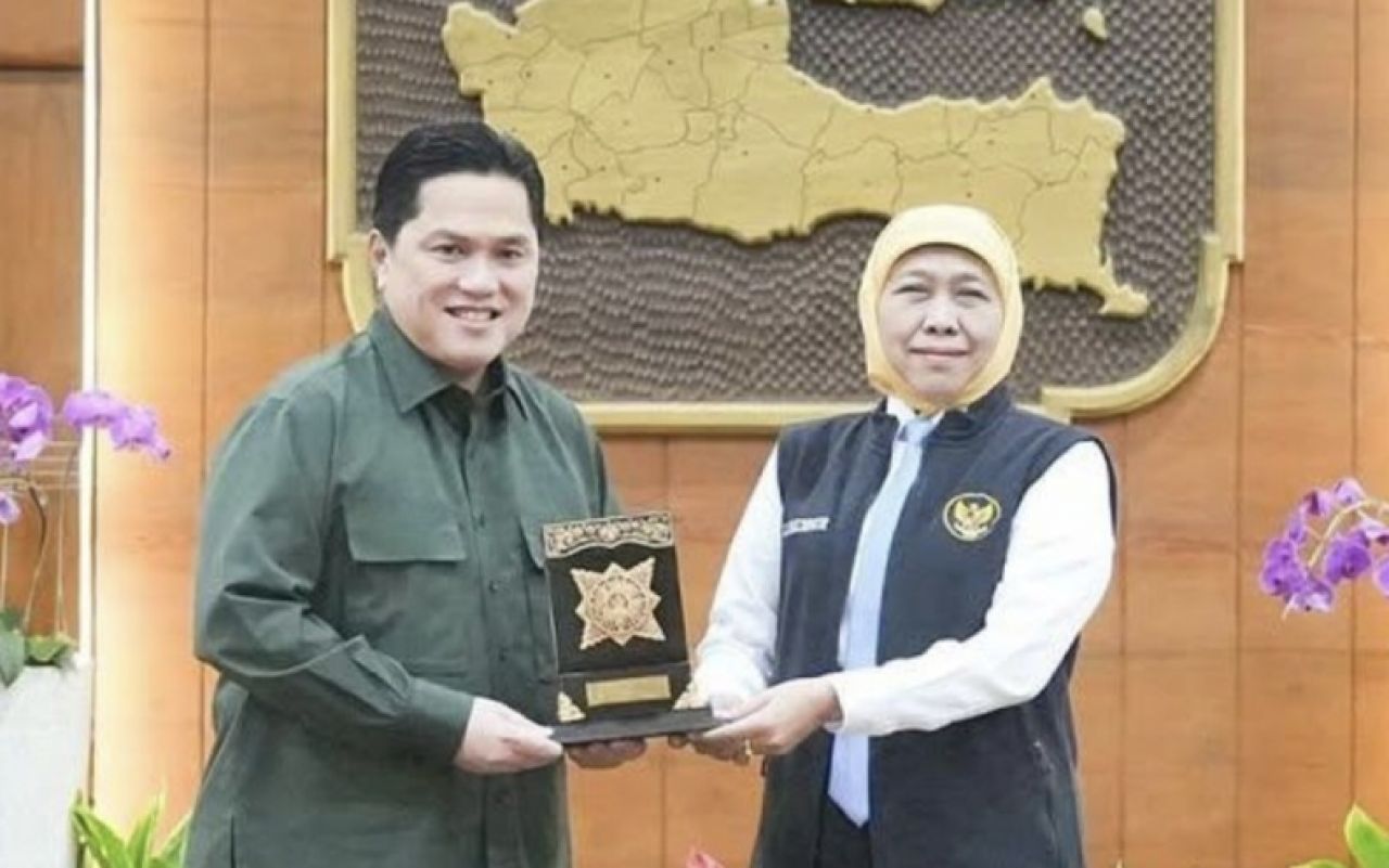 Perkuat Akar Rumput, PSSI Genjot Liga 3 dan 4 Erick Thohir Temui Gubernur Khofifah di Surabaya