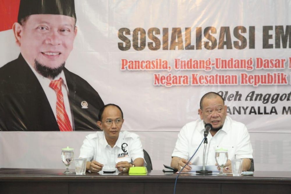 Ketua DPD RI AA LaNyalla Mahmud Mattalitti mengisi acara sosialisasi empat pilar MPR RI kepada kalangan muda millenial.