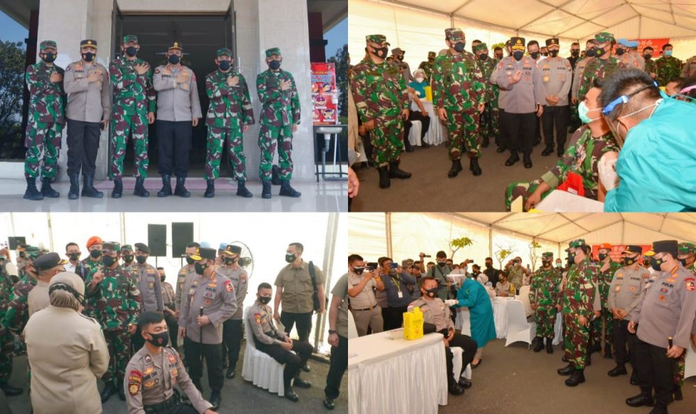 Kapolri Dan Panglima TNI Tinjau Pelaksanaan Vaksinasi 1.000 Prajurit