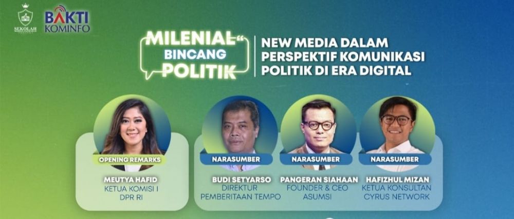Diskusi yang diselenggarakan Sekolah Politik dan Komunikasi Indonesia yang digagas Ketua Komisi 1 DPR Meutya Hafid itu yang bekerjasama dengan Bakti Kominfo itu menghadirkan Direktur Pemberitaan Tempo, Budi Setyarao, Founder & CEO Asumsi, Pangeran Siahaan