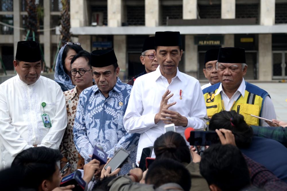 Presiden Joko Widodo meninjau perkembangan renovasi Masjid Istiqlal.