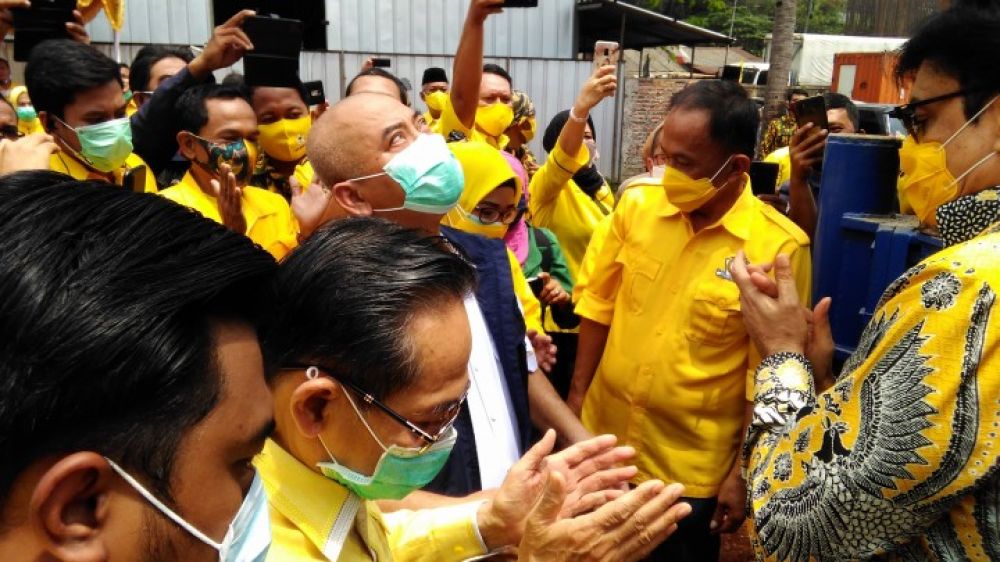Ground breaking gedung sekretariat baru DPD Partai Golkar yang berlokasi di Jalan Ahmad Yani, Kelurahan Margajaya, Kecamatan Bekasi Selatan, Kota Bekasi, Selasa (29/9/2020). (Foto: Dhr)
